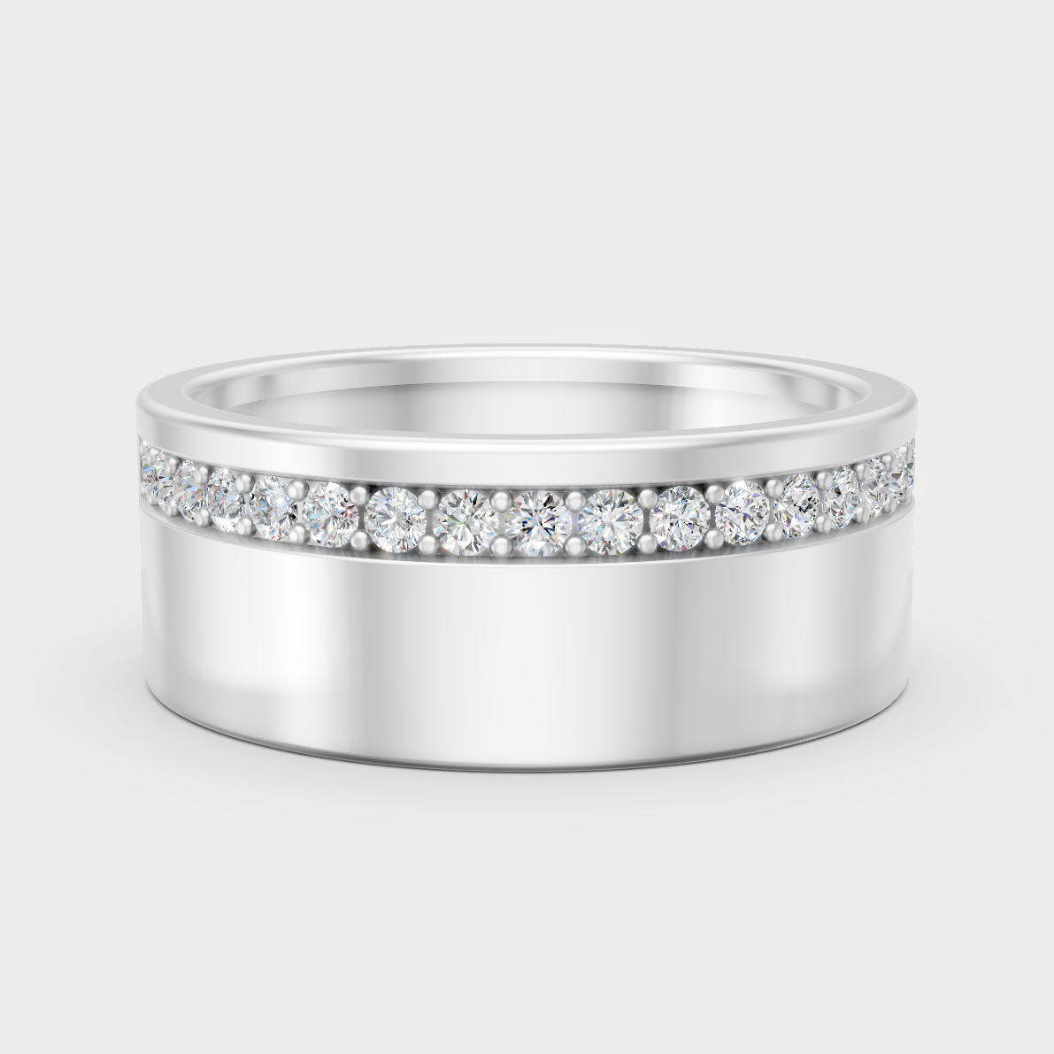 GLI Certified 0.27 Carat Round-Cut Lab-Grown Diamond Men’s Ring In 14K White Gold